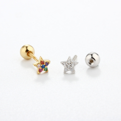 925 Sterling Silver Star CZ Earring Piercing