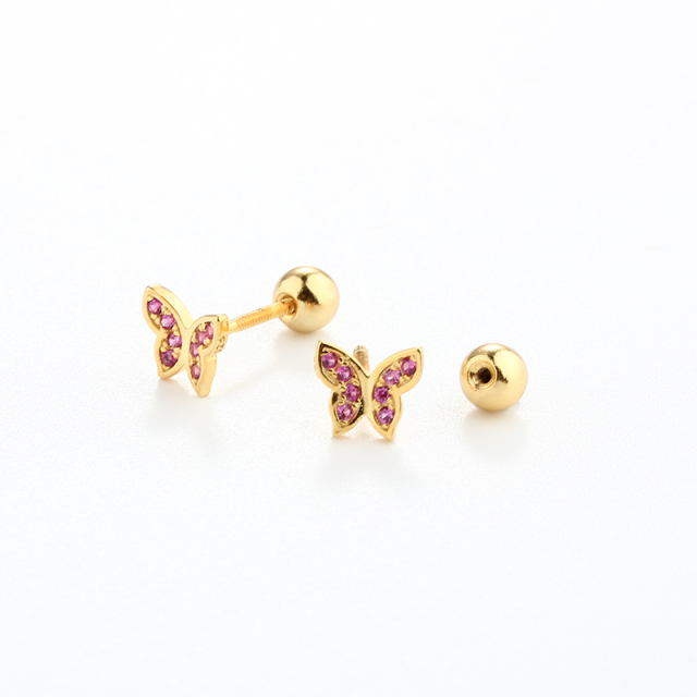 925 Sterling Silver CZ Butterfly Earring Piercing