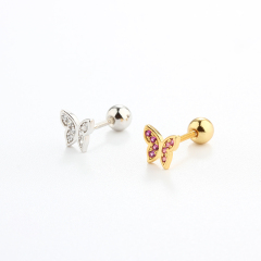 925 Sterling Silver CZ Butterfly Earring Piercing
