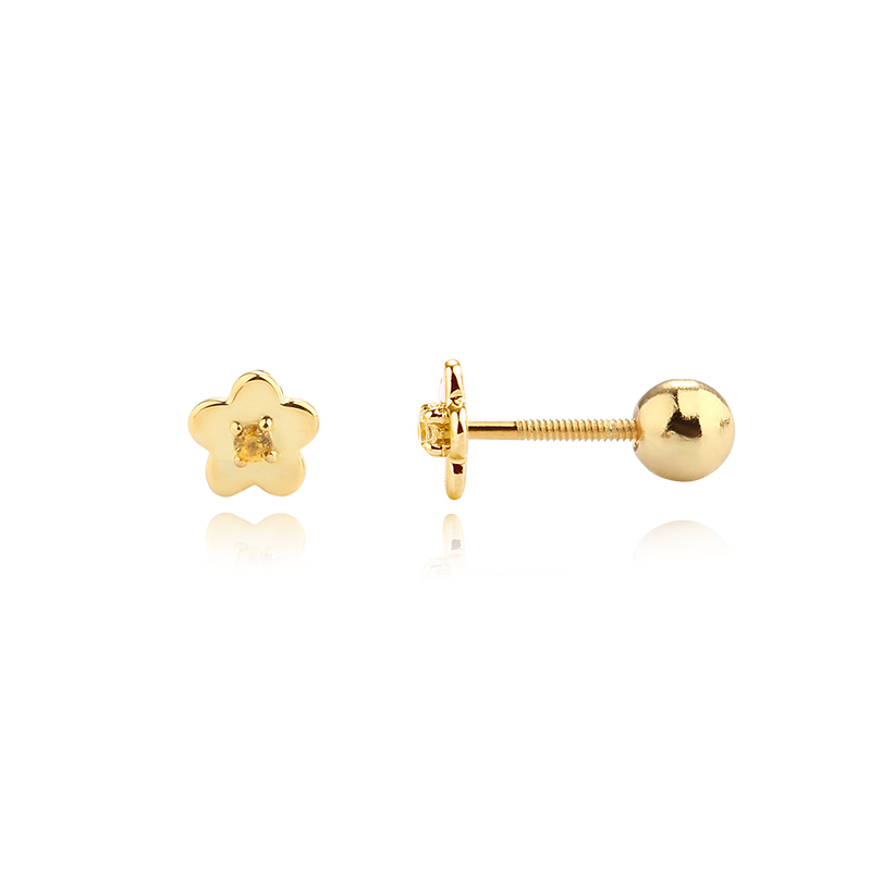 925 Sterling Silver CZ Flower Earring Piercing