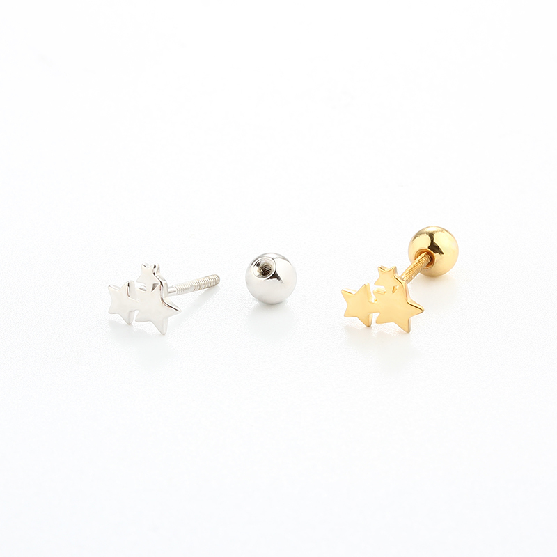 925 Sterling Silver Star CZ Earring Piercing