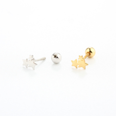 925 Sterling Silver Star CZ Earring Piercing