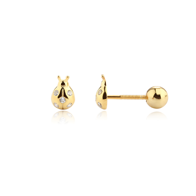 925 Sterling Silver CZ Beetle Earring Piercing
