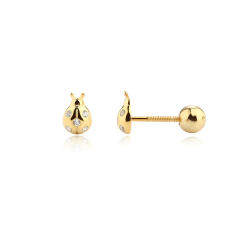 925 Sterling Silver CZ Beetle Earring Piercing