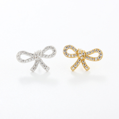 925 Sterling Silver CZ Bow Knot Earrings Studs
