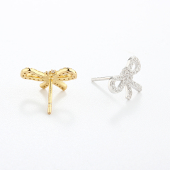 925 Sterling Silver CZ Bow Knot Earrings Studs