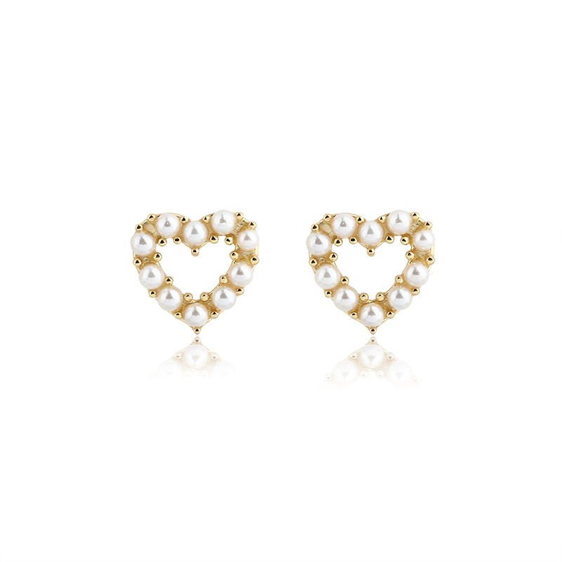 925 Sterling Silver 12mm Heart Pearl Earrings Studs