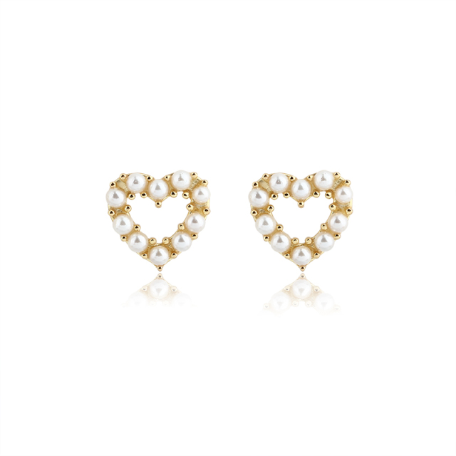 925 Sterling Silver 12mm Heart Pearl Earrings Studs