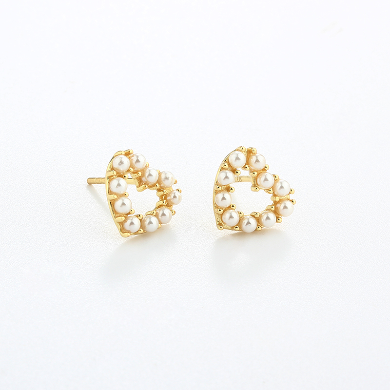 925 Sterling Silver 12mm Heart Pearl Earrings Studs