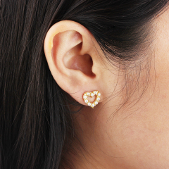 925 Sterling Silver 12mm Heart Pearl Earrings Studs