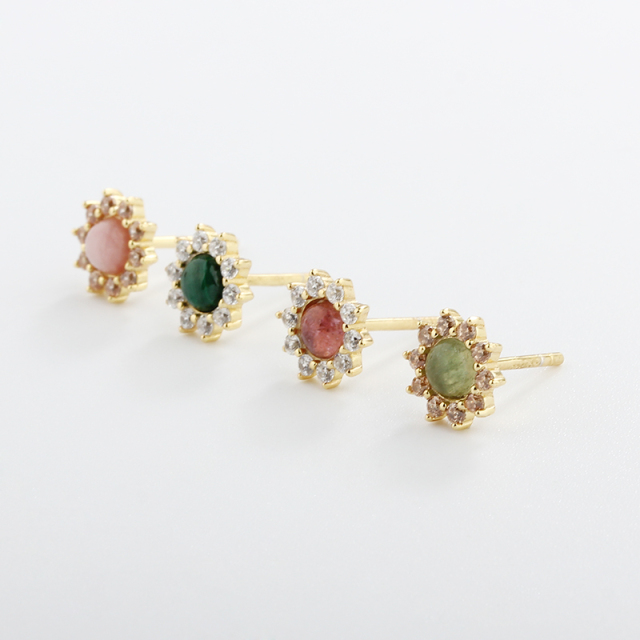 925 Sterling Silver 4mm Gemstone Earrings Studs