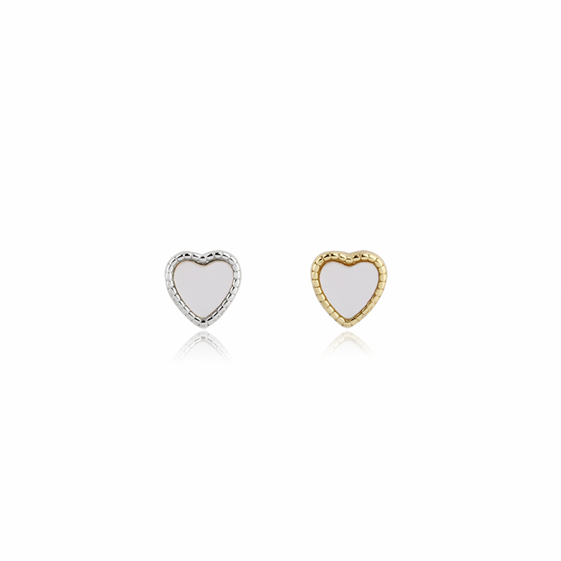 925 Sterling Silver 4*4mm White Mother Pearl Heart Earrings Studs