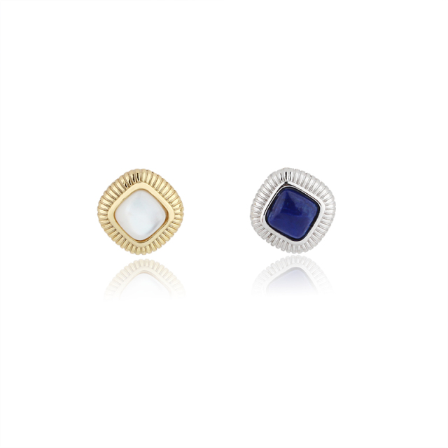 925 Sterling Silver Square 5*5mm Gemstone Earrings Studs