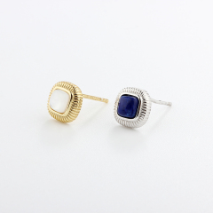 925 Sterling Silver Square 5*5mm Gemstone Earrings Studs
