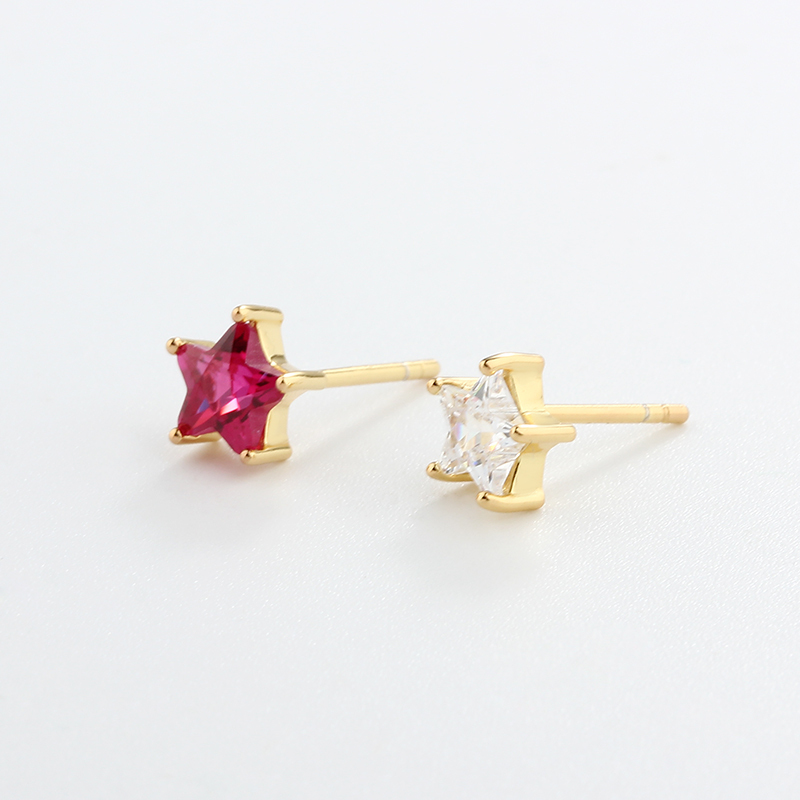 925 Sterling Silver 6mm Star CZ Earrings Studs