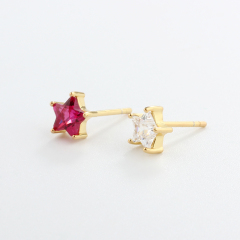 925 Sterling Silver 6mm Star CZ Earrings Studs