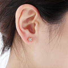 925 Sterling Silver 6mm Star CZ Earrings Studs