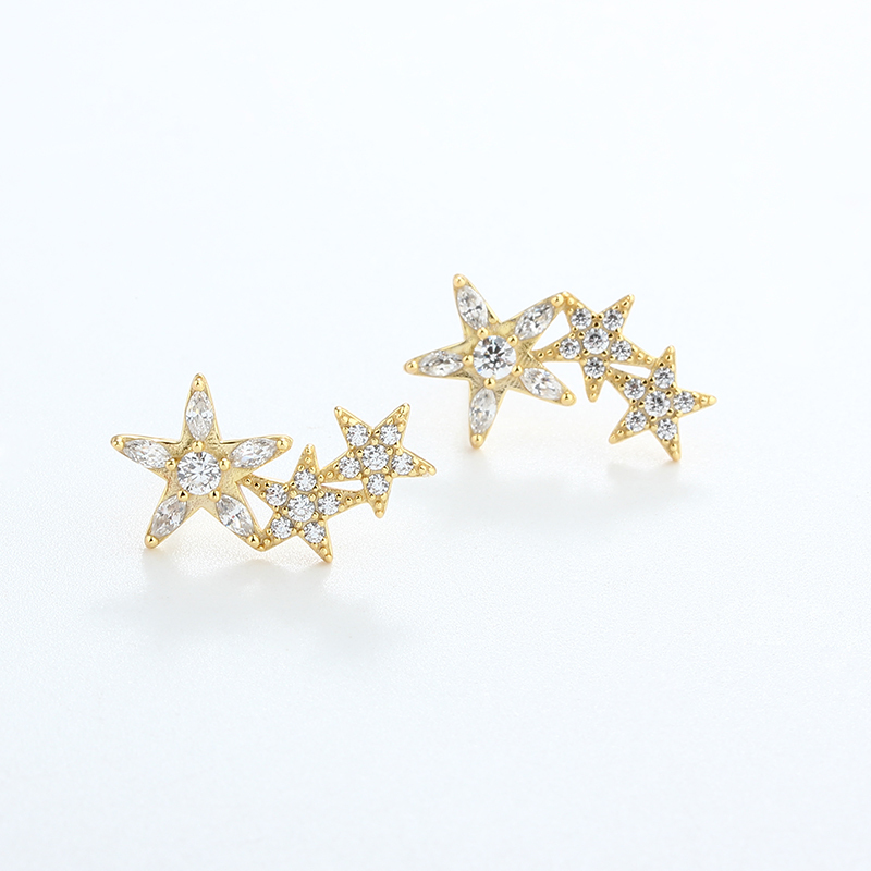 925 Sterling Silver Star Earrings Studs