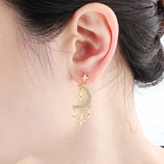 925 Sterling Silver Star & Moon Earrings Studs