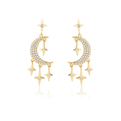 925 Sterling Silver Star & Moon Earrings Studs