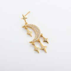 925 Sterling Silver Star & Moon Earrings Studs