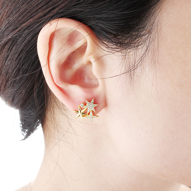 925 Sterling Silver AB Star Earrings Studs and Earclips