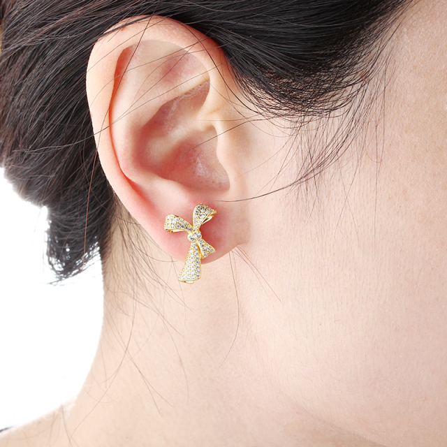 925 Sterling Silver Big Bow Earrings Studs