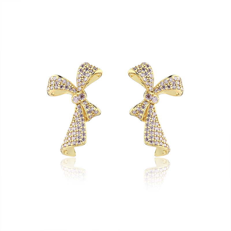 925 Sterling Silver Big Bow Earrings Studs