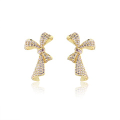 925 Sterling Silver Big Bow Earrings Studs