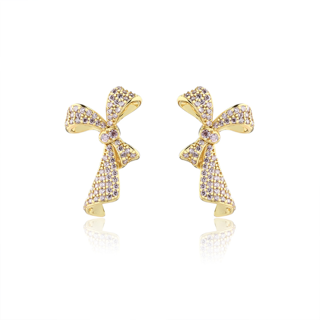 925 Sterling Silver Big Bow Earrings Studs
