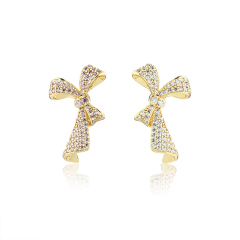 925 Sterling Silver Big Bow Earrings Studs