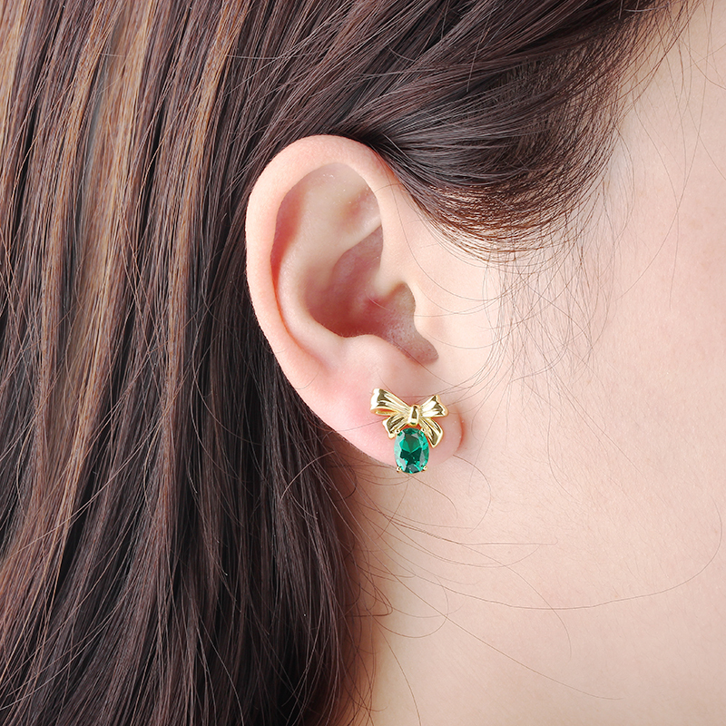 925 Sterling Silver 6*8mm CZ Bee Earrings Studs