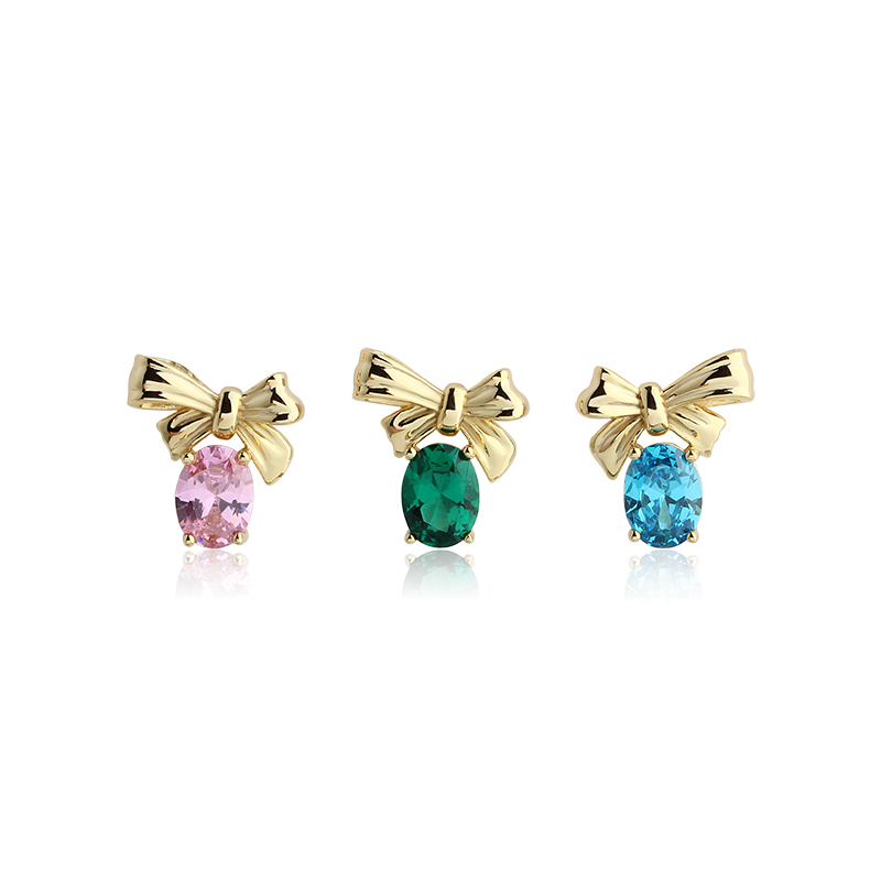 925 Sterling Silver 6*8mm CZ Bee Earrings Studs