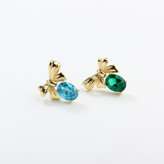 925 Sterling Silver 6*8mm CZ Bee Earrings Studs