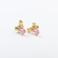 925 Sterling Silver 6*8mm CZ Bee Earrings Studs