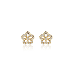 925 Sterling Silver Flower Earrings Studs