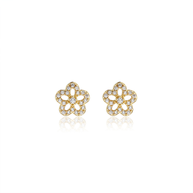 925 Sterling Silver Flower Earrings Studs