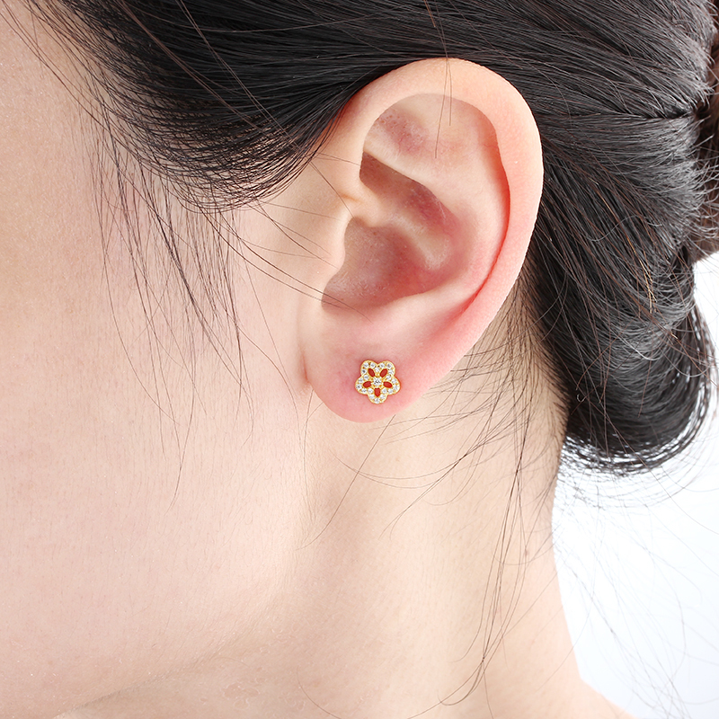 925 Sterling Silver Flower Earrings Studs