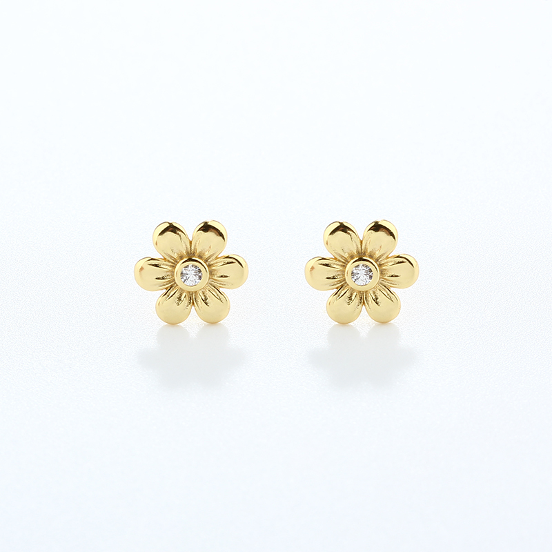 925 Sterling Silver 7mm Flower Earrings Studs