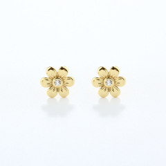 925 Sterling Silver 7mm Flower Earrings Studs