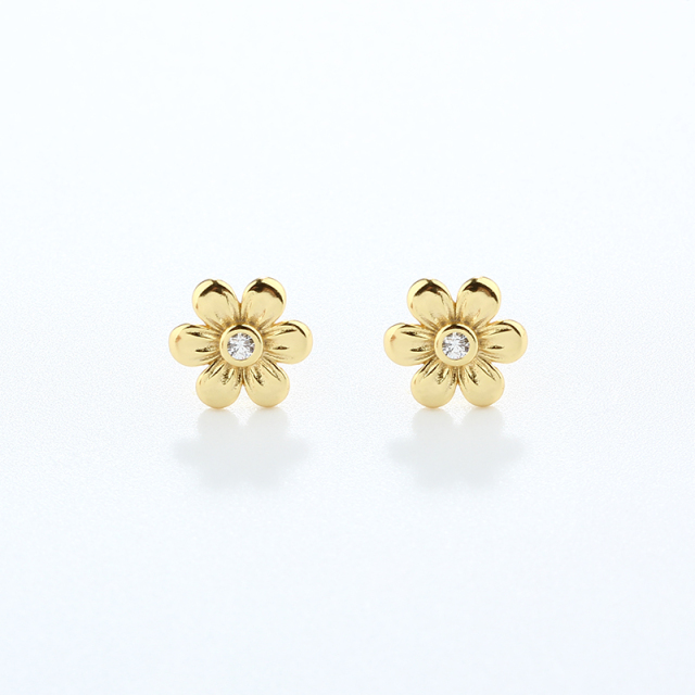 925 Sterling Silver 7mm Flower Earrings Studs