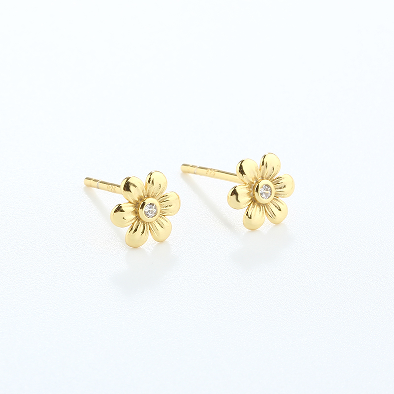 925 Sterling Silver 7mm Flower Earrings Studs
