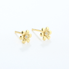 925 Sterling Silver 7mm Flower Earrings Studs