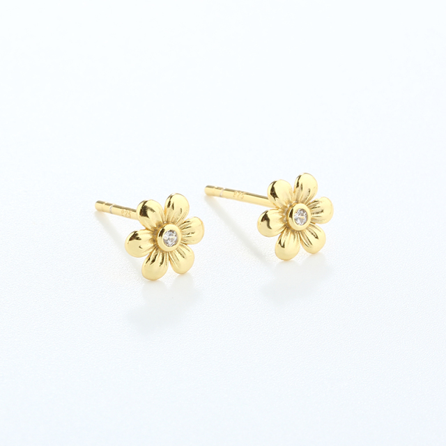 925 Sterling Silver 7mm Flower Earrings Studs