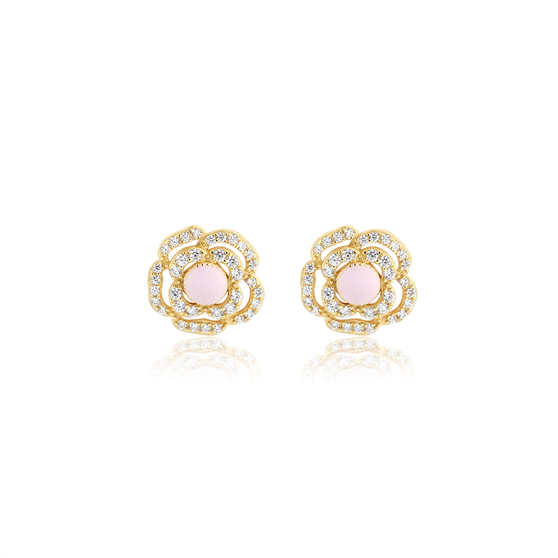 925 Sterling Silver Rose Flower Earrings Studs