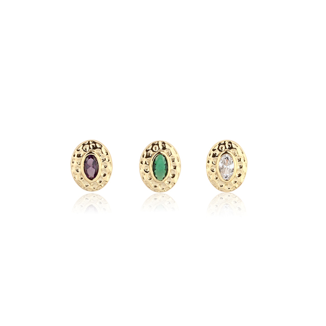 925 Sterling Silver Oval Gemstone Earrings Studs