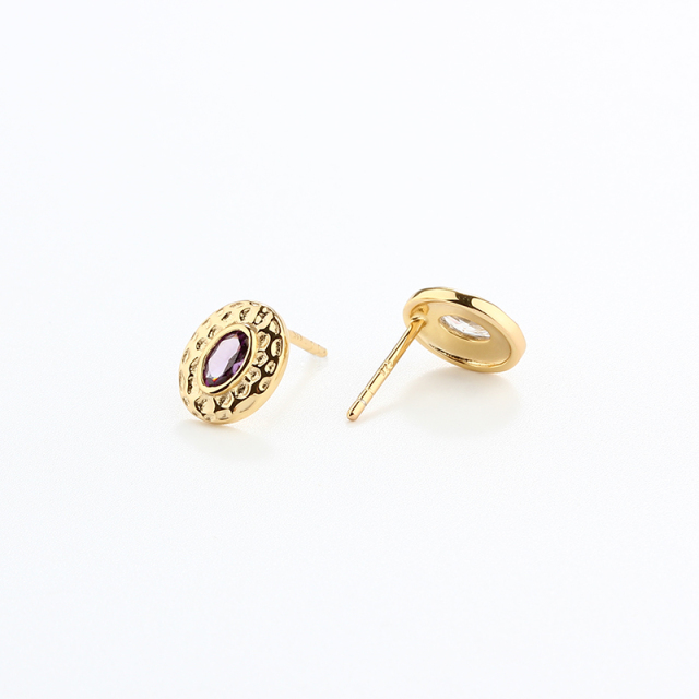 925 Sterling Silver Oval Gemstone Earrings Studs