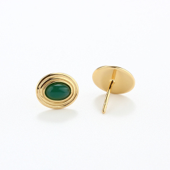 925 Sterling Silver Oval Gemstone Earrings Studs