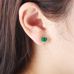 925 Sterling Silver Oval and Round CZ Earring Studs