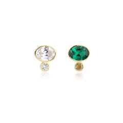 925 Sterling Silver Oval and Round CZ Earring Studs